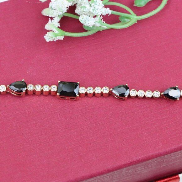 "Elegant Black & Clear Stone Rose Gold Bracelet, XPBL0824 - Picture 12 of 12